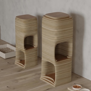 Parametric Cat House_05- Stylish Wood Pet House for Laser Cutting, Modern Cat Bed, Unique Parametric Design