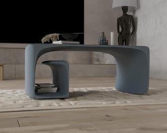 Mesa de centro paramétrica de madera / Diseño ovalado moderno, personalizable