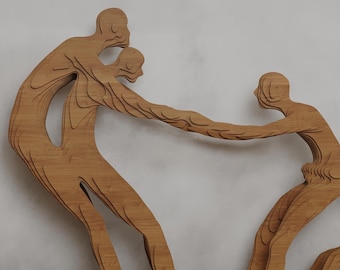 Escultura paramétrica de madera cortada con láser / Arte mural humano moderno