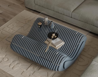 Mesa de centro paramétrica / Diseño ovalado de madera, archivos para corte láser CNC (descarga digital)