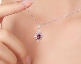 Collana con ciondolo in ametista delicata / Pietra portafortuna di febbraio / Collana con gemma viola per donna / Elegante collana regalo per lei / Regalo di Natale