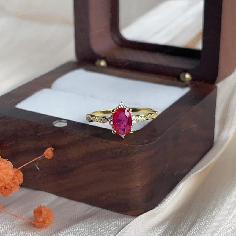 handmade ruby stone stacking ring delicate... Vintage Ruby Diamond Engagement Ring in 14K Gold - July Birthstone ...