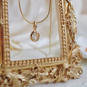 Dainty Diamond Pendant Necklace in 14K Gold - Elegant Solitaire Necklace for Women - Minimalist Everyday Necklace - Anniversary Gift for Her