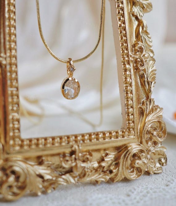 Dainty Diamond Pendant Necklace in 14K Gold - Elegant Solitaire Necklace for Women - Minimalist Everyday Necklace - Anniversary Gift for Her