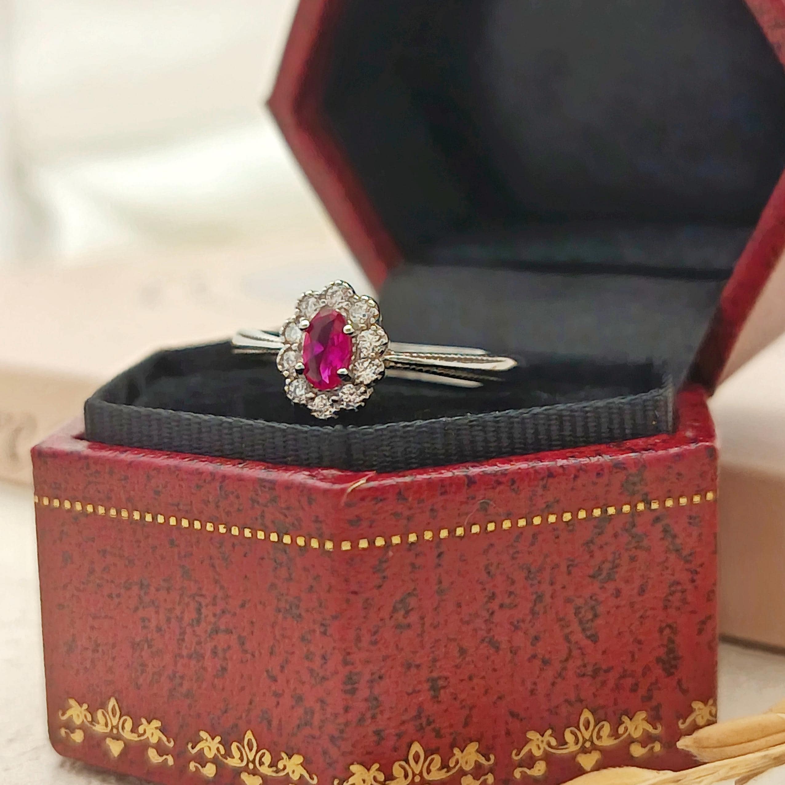 Ruby Floral Ring - Etsy