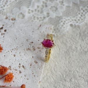 handmade ruby stone stacking ring delicate... Vintage Ruby Diamond Engagement Ring in 14K Gold - July Birthstone ...