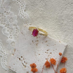 handmade ruby stone stacking ring delicate... Vintage Ruby Diamond Engagement Ring in 14K Gold - July Birthstone ...