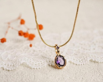 Amethyst Pendant Necklace for Women - Dainty February Birthstone Necklace - Healing Gemstone Necklace - Amethyst Jewelry - Birthday Gifts