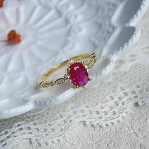 handmade ruby stone stacking ring delicate... Vintage Ruby Diamond Engagement Ring in 14K Gold - July Birthstone ...