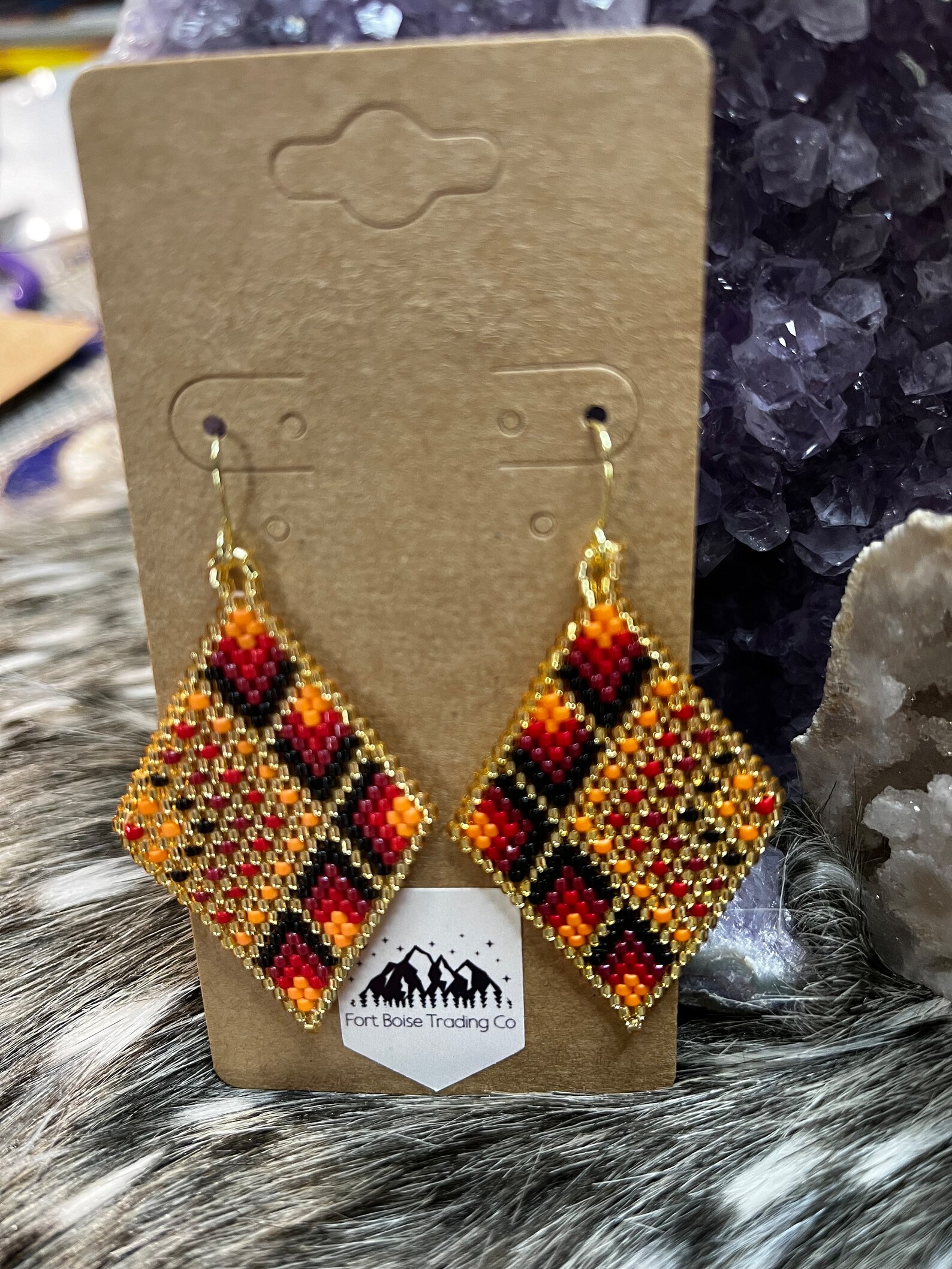Miyuki Seed Bead Geometric Earrings-sea main image 0