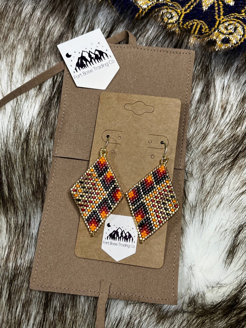 Miyuki Seed Bead Geometric Earrings-sea