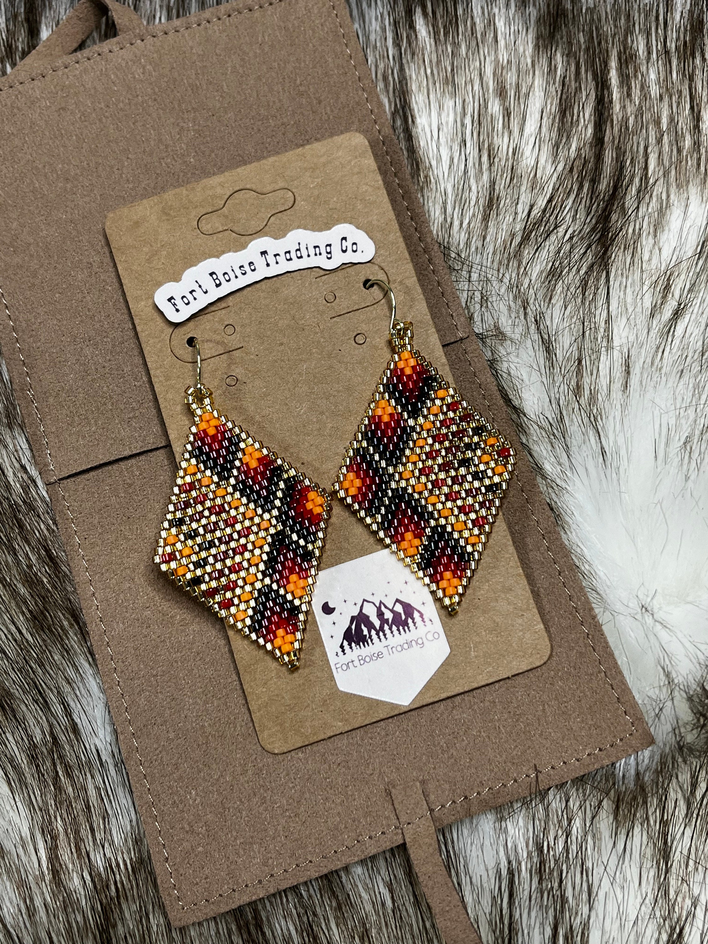 Miyuki Seed Bead Geometric Earrings-sea main image 1