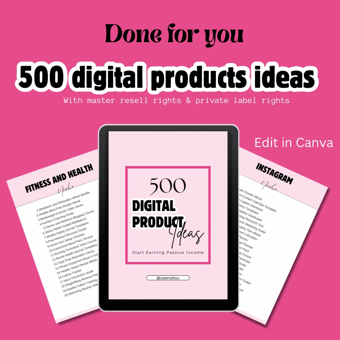 500 Digital Product Ideas Master Resell Rights Canva Template Private ...
