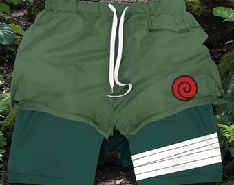 NARUTO Anime Gym Shorts: Männer Frauen 3D Print 2-in-1 Schnelltrocknende Atmungsaktive Kompression Trainingsshorts - Sport Workout Wear