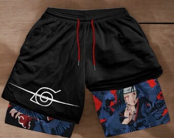 Naruto Anime Gym Shorts Itachi Pain Manga Print Heren Zomer Workout Fitness Hardloopprestaties Sportshorts