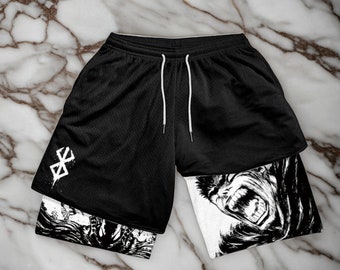 Anime Gym Training Shorts: Men's Workout Activewear, Anime Manga Gym Clothes