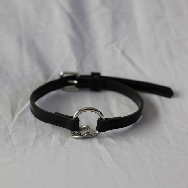 Black Patent Pleather Collar with Silver Hardware