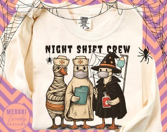 Halloween Night Shift Nurse Sweatshirt, Spooky Nurse Crewneck, RN Nurse Halloween Gift, Nurse Squad Gift Tee, Boo Boo Crew Nurse Sweater