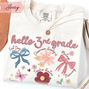 Comfort Colors Floral 3rd Grade Teacher Shirt, Back To School T-shirt, First Day of School Tee, Boho Floral Tshirt, Third Grade Teacher Gift