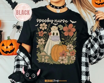 Comfort Colors Halloween Nurse Shirt, Halloween Nurse Gift, Spooky Nurse Tee, New Nurse Tshirt, Registered Nurse Tee, Ghost Nurse Shirt