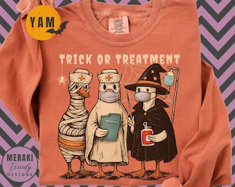 Comfort Colors Halloween RN Nurse Sweatshirt, Spooky Registered Nurse Halloween Crewneck, Halloween RN Nurse Crew Sweater, Spooky Season RN