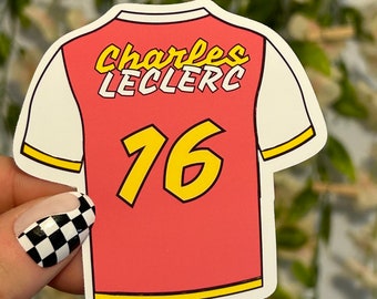 Koszulka Charlesa Leclerca Ferrari Koszulka F1 Formuła 1 Naklejka Butelka wody Wodoodporne winylowe magnesy na lodówkę
