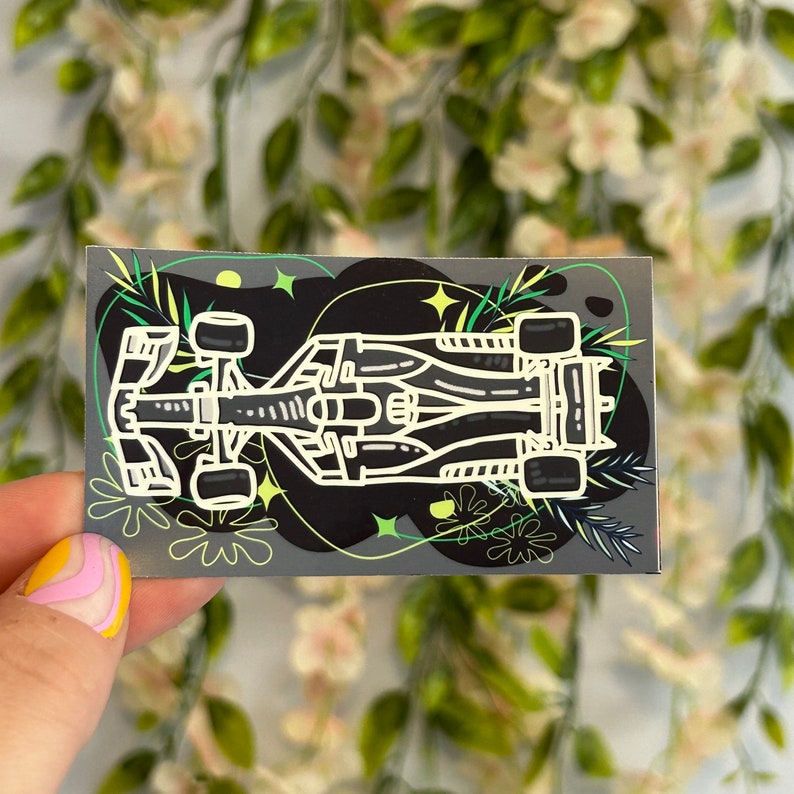 F1 Fan Sticker F1 Car Vinyl Sticker - Neon Green Floral Formula 1 Fan Art - Etsy