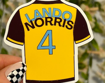 Lando Norris McLaren Jersey TShirt F1 Formula 1 Sticker Waterbottle Waterproof Vinyl Fridge Magnets