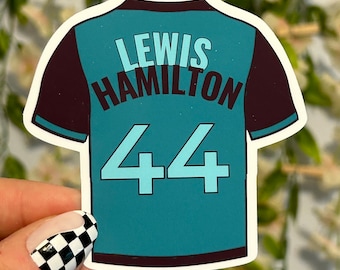Lewis Hamilton Mercedes Jersey TShirt F1 Formula 1 Sticker Waterbottle Waterproof Vinyl Fridge Magnets