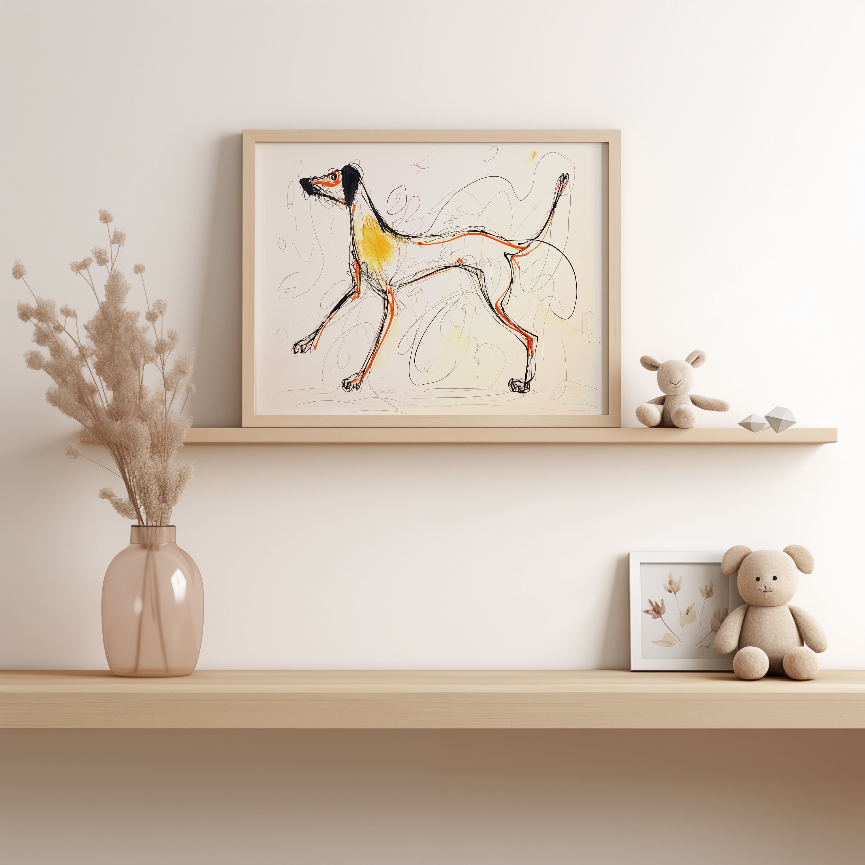 Printable Abstract Greyhound Sketch Drawing, Multi-medium, Printable ...