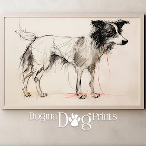 Druckbare Border Collie Skizze (II), Multi-Medium, druckbare Kinderzimmer Kunst, Hund Zeichnung druckbare Wandkunst, sofort Download