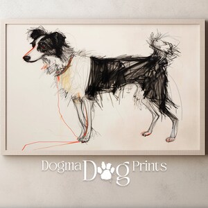 Druckbare Border Collie Skizze, Zeichnung, Multi-Medium, druckbare Kinderzimmer Kunst, Hund Zeichnung druckbare Wandkunst, sofortiger Download