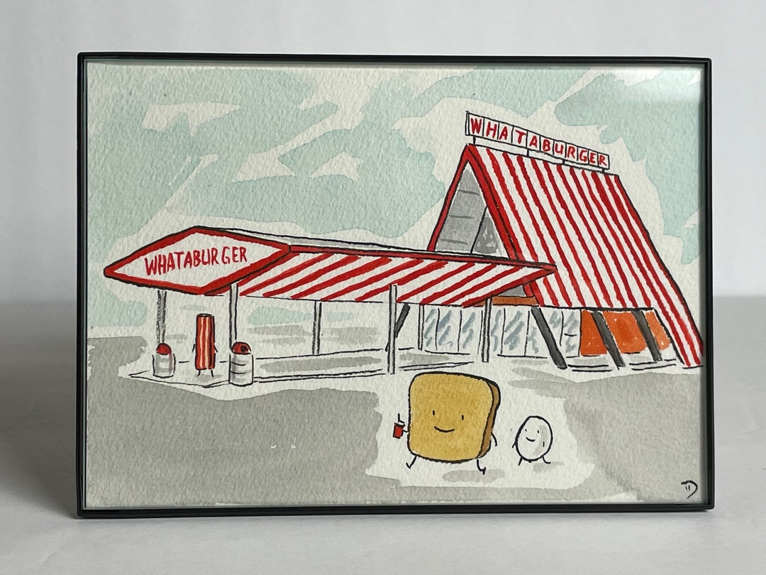 WHATABURGER Fast Food Restaurant Framed Original Drawing Etsy