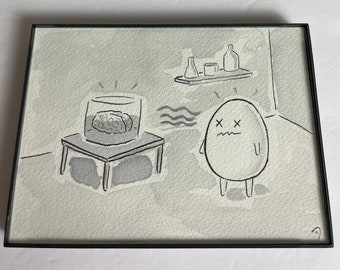 VENGEFUL BRAIN Framed Original Drawing