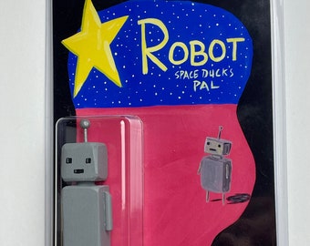 Robot, Space Duck's Pal wood figure on card