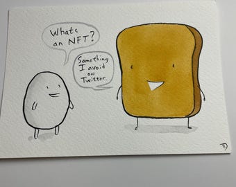 Mr Toast NFT unframed original drawing