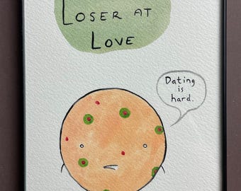 Loser in Love OLIVE LOAF framed original drawing