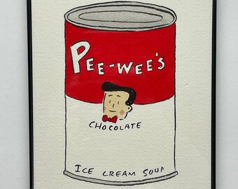 Pee Wee Herman Ice Cream Soup Framed Original Drawing - CHOCOLATE