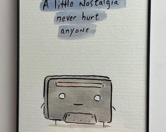 Audio Cassette Nostalgia framed original drawing