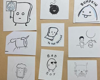 Mr Toast Button Original Art lot #1 w/ Peace Button