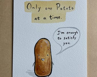 Only one Potato at a Time framed original drawing
