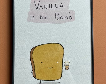 Vanilla Ice Cream framed original drawing