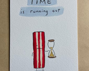 Time is Running Out SHAKY BACON framed original drawing
