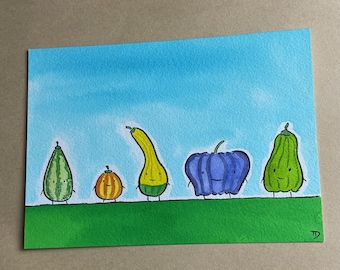 So Many Gourds framed original drawing