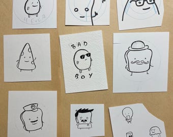 Mr Toast Button Original Art lot #3 w/ Bobs Burgers Button