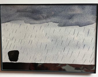 Mr Toast RAINY DAY framed original drawing
