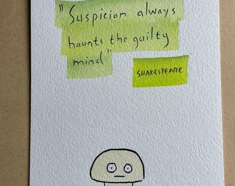 Suspicion MUSHROOM framed original drawing