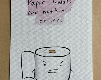 Paper Towels TOILET PAPER framed original drawing