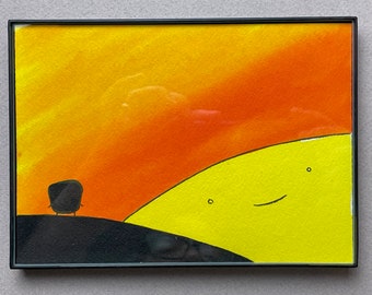 Mr Toast Sunrise framed original drawing