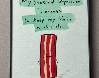 SHAKY BACON Seasonal Depression framed original drawing